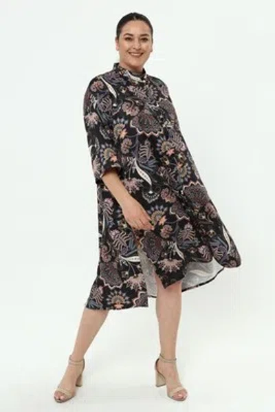 MÄDCHENGLÜCK JACQUARD VISKOSE KLEID/ TUNIKA IN A-FORM VON MÄDCHENGLÜCK IN SCHWARZ MUSTER