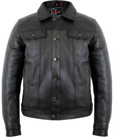 MDM HERREN LEDERJACKE JEANSJACKEN STIL AUS ECHTEM LEDER RINDSLEDER 90´ER JACKE