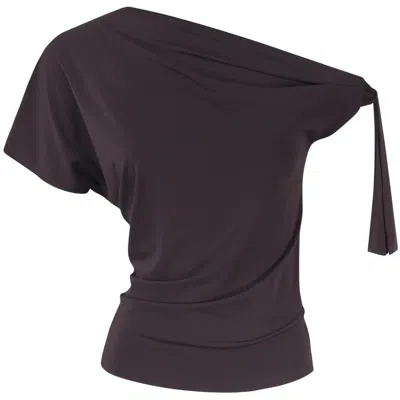 ME&THEE WOMEN'S NEVER ENDING BROWN TIE DROP SHOULDER TOP