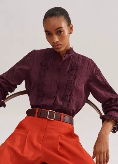 ME+EM COTTON VOILE EMBROIDERY BLOUSE