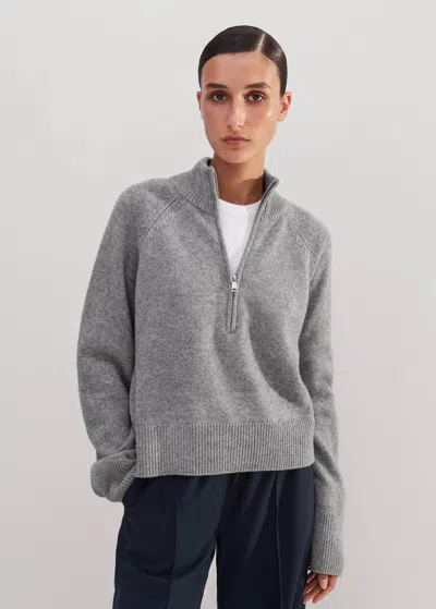 ME+EM MERINO CASHMERE HIGH ZIP NECK CROP SWEATER