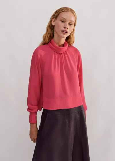 ME+EM SILK HIGH NECK RAGLAN SLEEVE TOP