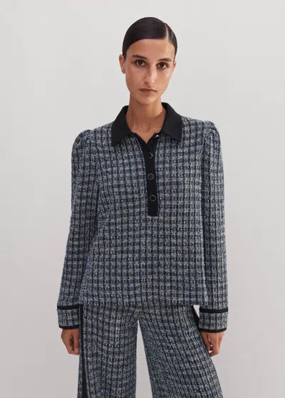 ME+EM TWEED POUF SLEEVE TOP