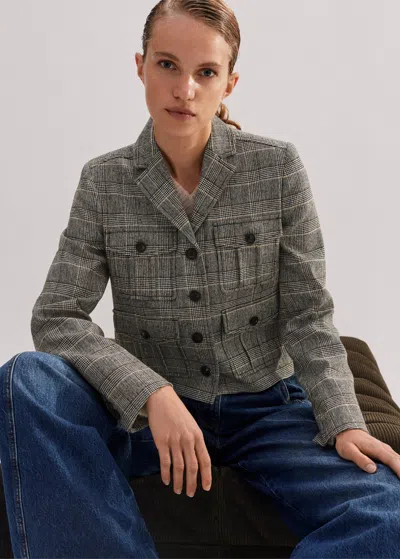 ME+EM WOOL-BLEND CHECK SHORT JACKET