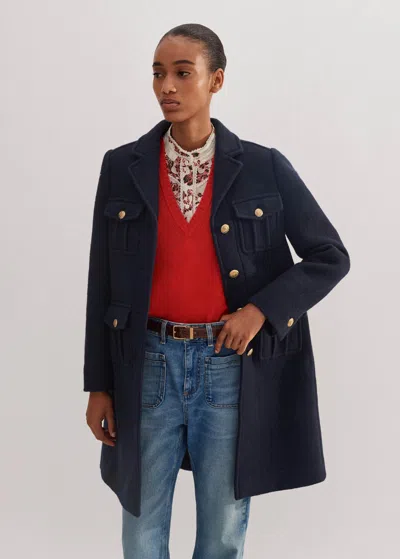 ME+EM WOOL-BLEND MILITARY A-LINE COAT