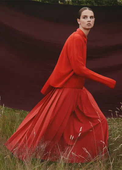 ME+EM WOOL-BLEND PLEATED SKIRT