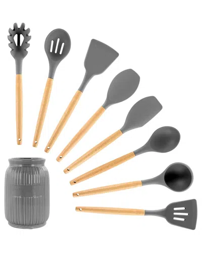 MEGACHEF MEGACHEF 9PC SILICONE & WOOD COOKING UTENSILS SET