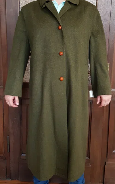 MEHLER LODENMANTEL HERRENMANTEL OLIVGRÜN MIT LEDERKNÖPFEN 80%WOLLE / 20%ALPAKKA