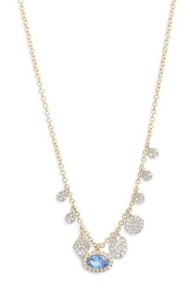 MEIRA T MEIRA T DIAMOND PAVÉ BLUE SAPPHIRE PENDANT NECKLAE