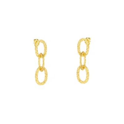 MEJOMA WOMEN'S ANCIENT ALLURE TEXTURED GOLD LARGE CHAIN DROP EARRING
