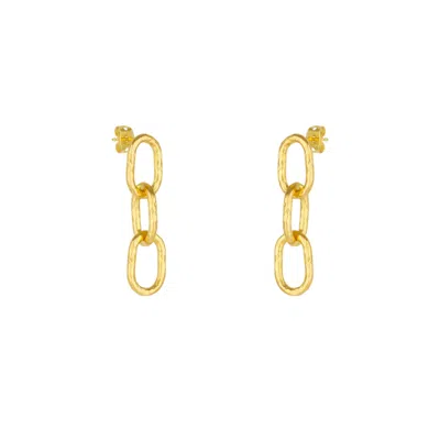 MEJOMA WOMEN'S GOLD TEXTURED CHAIN LINK DROP EARRING