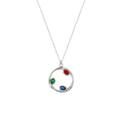 MEJOMA WOMEN'S TRI-GEM HARMONY SILVER NECKLACE