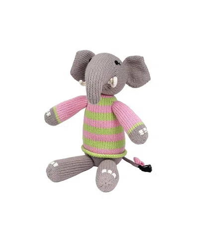 MELANGE COLLECTION KNIT COTTON ELEPHANT IN PINK SWEATER - AGES 0+