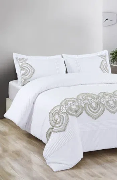 MELANGE MELANGE HOME PADMA EMBROIDERED DUVET 3-PIECE SET