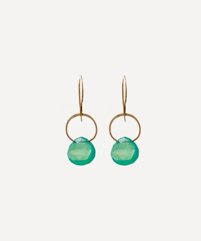 MELISSA JOY MANNING MELISSA JOY MANNING LARGE GOLD AND CHRYSOPRASE SINGLE DROP EARRINGS