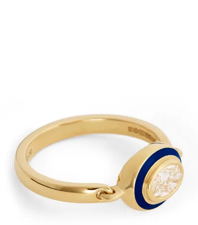 MELISSA KAYE YELLOW GOLD, DIAMOND AND ENAMEL LENOX REIGN RING