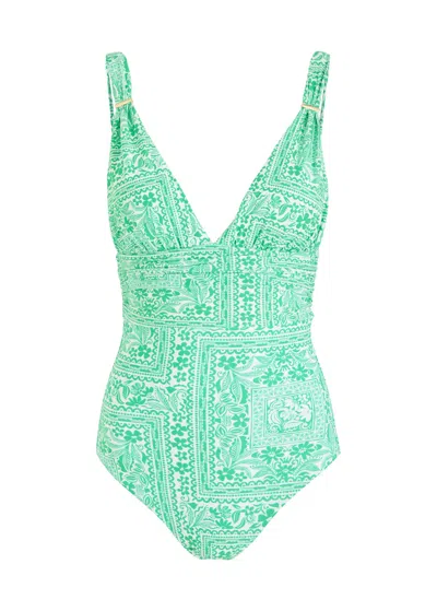 MELISSA ODABASH MELISSA ODABASH PANAREA PRINTED PLUNGE SWIMSUIT