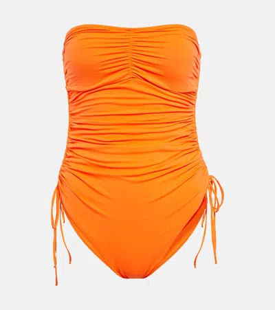 MELISSA ODABASH SYDNEY RUCHED BANDEAU SWIMSUIT