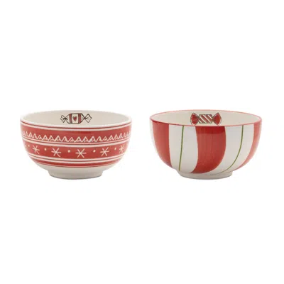 MELROSE INTERNATIONAL CERAMIC SANTA CANDY BOWL (SET OF 4) - RED, WHITE
