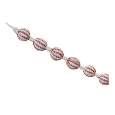 MELROSE INTERNATIONAL FABRIC BALL STRING GARLAND (SET OF 2) - RED, CREAM