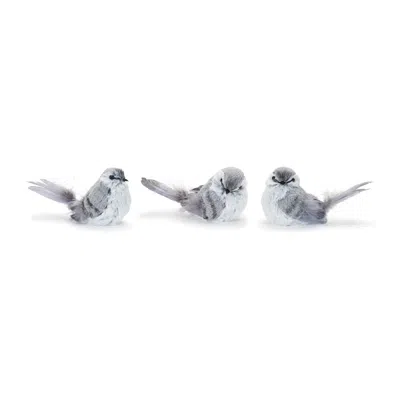 MELROSE INTERNATIONAL FEATHERED BIRD SHELF SITTER (SET OF 12) - GRAY