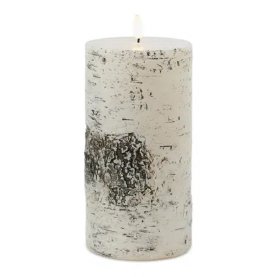 MELROSE INTERNATIONAL FIA WICK BIRCH DESIGN PILLAR CANDLE (SET OF 2) - WHITE, BLACK
