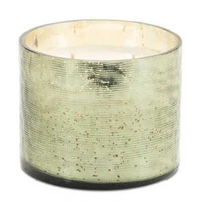 MELROSE INTERNATIONAL FRAISER FIR SCENTED SOY CANDLE WITH ETCHED GLASS HOLDER 4"D - GREEN