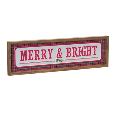 MELROSE INTERNATIONAL MERRY & BRIGHT SIGN 19.75"L - RED, WHITE