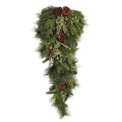 MELROSE INTERNATIONAL MIXED PINE JUNIPER AND PINCONE WALL SWAG 32"H - GREEN, BROWN