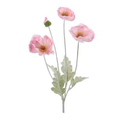 MELROSE INTERNATIONAL POPPY FLORAL SPRAY (SET OF 6) - PINK, GREEN