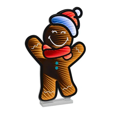 MELROSE INTERNATIONAL SMILEYWORLD(R) HOLIDAY GINGERBREAD MAN EKKOLIGHT 24"H - BROWN, RED, WHITE