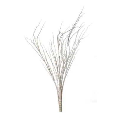 MELROSE INTERNATIONAL SNOWY FLOCKED BRANCH (SET OF 2) - SILVER