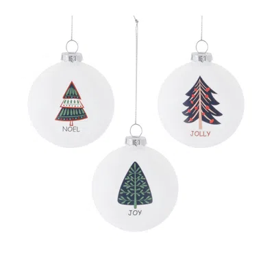 MELROSE INTERNATIONAL TREE SENTIMENT BALL ORNAMENT (SET OF 6) - WHITE; BLUE