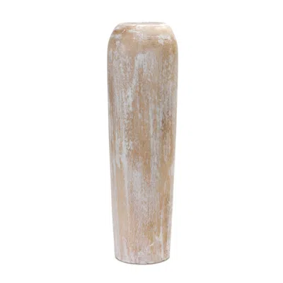 MELROSE INTERNATIONAL WOOD FLOOR VASE 23.5"H - BROWN, WHITE