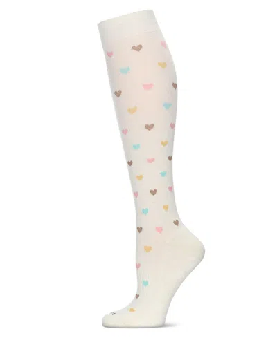 MEMOI WOMEN'S MULTICOLOR HEARTS 8-15MMHG GRADUATED COMPRESSION SOCKS MFY08334