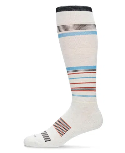 MEMOI WOMEN'S UNISEX MULTI-STRIPED COTTON BLEND 15-20MMHG GRADUATED COMPRESSION SOCKS UOY06868