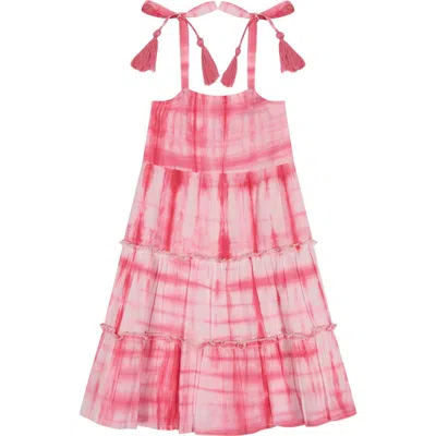 MER ST. BARTH MER ST. BARTH BELLA GIRL'S SHOULDER TIE SUNDRESS HIBISCUS SHIBORI