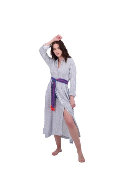 MER ST. BARTH BUTTON FRONT SHIRTDRESS MARINE STRIPE