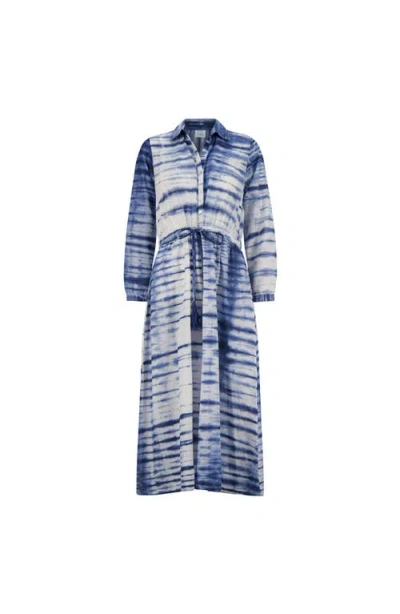 MER ST. BARTH BUTTON FRONT SHIRTDRESSN NAVY SHIBORI