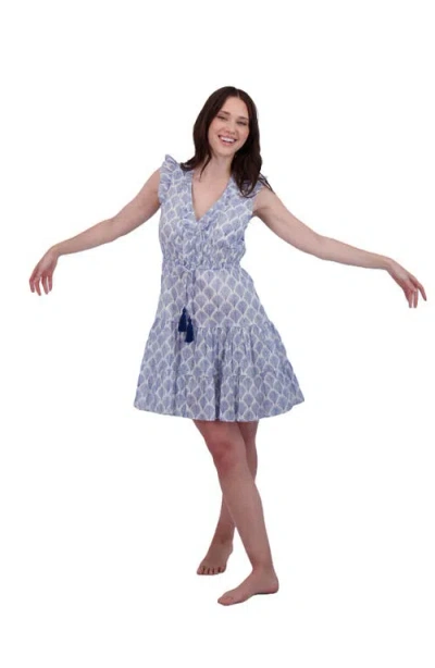 MER ST. BARTH MINI DRESS NAVY FEATHER