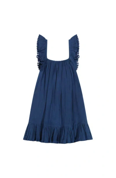 MER ST. BARTH MER ST. BARTH MINI EVA GIRL'S RUFFLE DRESS LAPIS BLUE