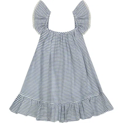 MER ST. BARTH MER ST. BARTH MINI EVA GIRL'S RUFFLE DRESS MARINE STRIPE