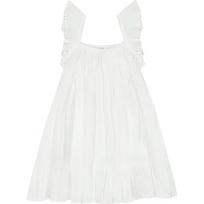 MER ST. BARTH MER ST. BARTH MINI EVA GIRL'S RUFFLE DRESS WHITE