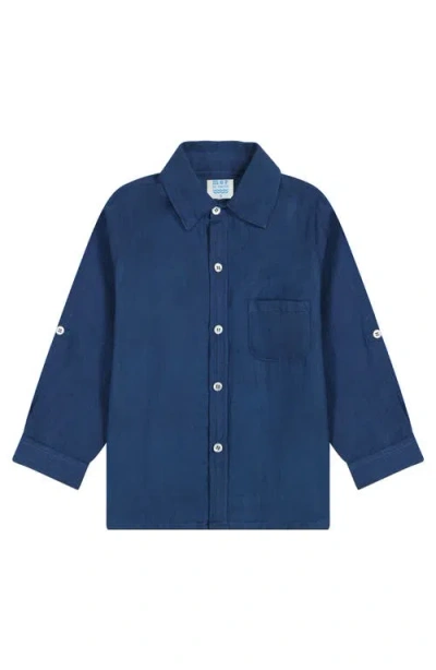 MER ST. BARTH MER ST. BARTH REMI BOY'S BUTTON FRONT SHIRT LAPIS BLUE
