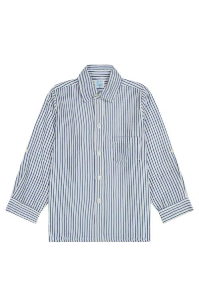 MER ST. BARTH MER ST. BARTH REMI BOY'S BUTTON FRONT SHIRT MARINE STRIPE