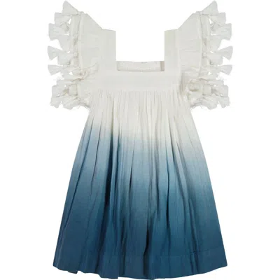 MER ST. BARTH MER ST. BARTH SERENA GIRL'S TASSEL DRESS BLUE OMBRE