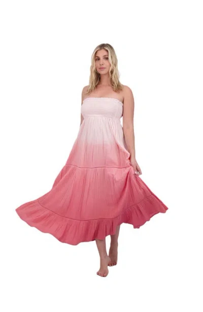 MER ST. BARTH STRAPLESS MAXI DRESS ROSE OMBRE