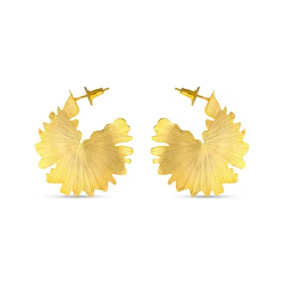MERAKI BY RASHMI BAJAJ WOMEN'S GOLDEN GINKO HOOP EARRINGS