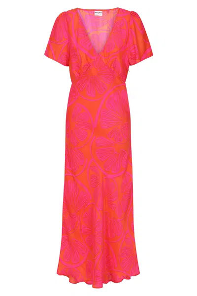 MERCY DELTA WOMEN'S PINK / PURPLE / YELLOW STEWART LIMONCELLO POMPELMO DRESS