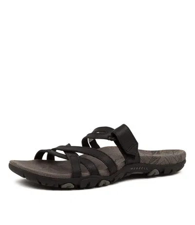 MERRELL MERRELL SANDSPUR ROSE SLIDE MARRON LEATHER SANDALS WOMENS SHOES CASUAL